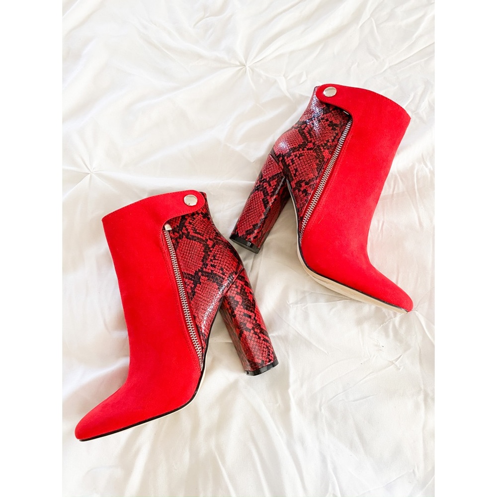 JustFab Red Booties